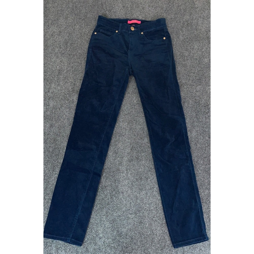 Lilly Pulitzer Staright Leg Pants Womens Navy Blue Cotton Spandex  Size 00